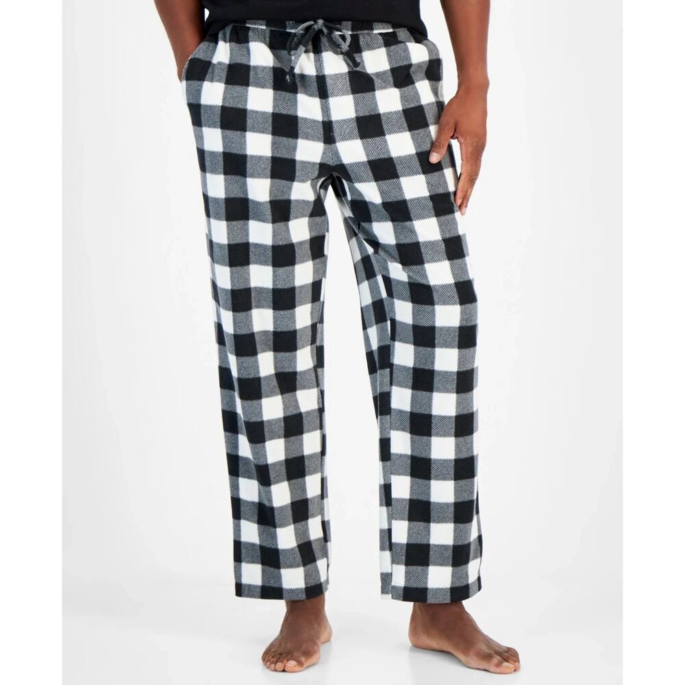 Club Room Men's Fleece Pajama Pants Black & White XXL NWT